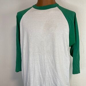 Rawlings Baseball Softball Raglan 3/4 Sleeve Shirt Size Large Green Made in USA